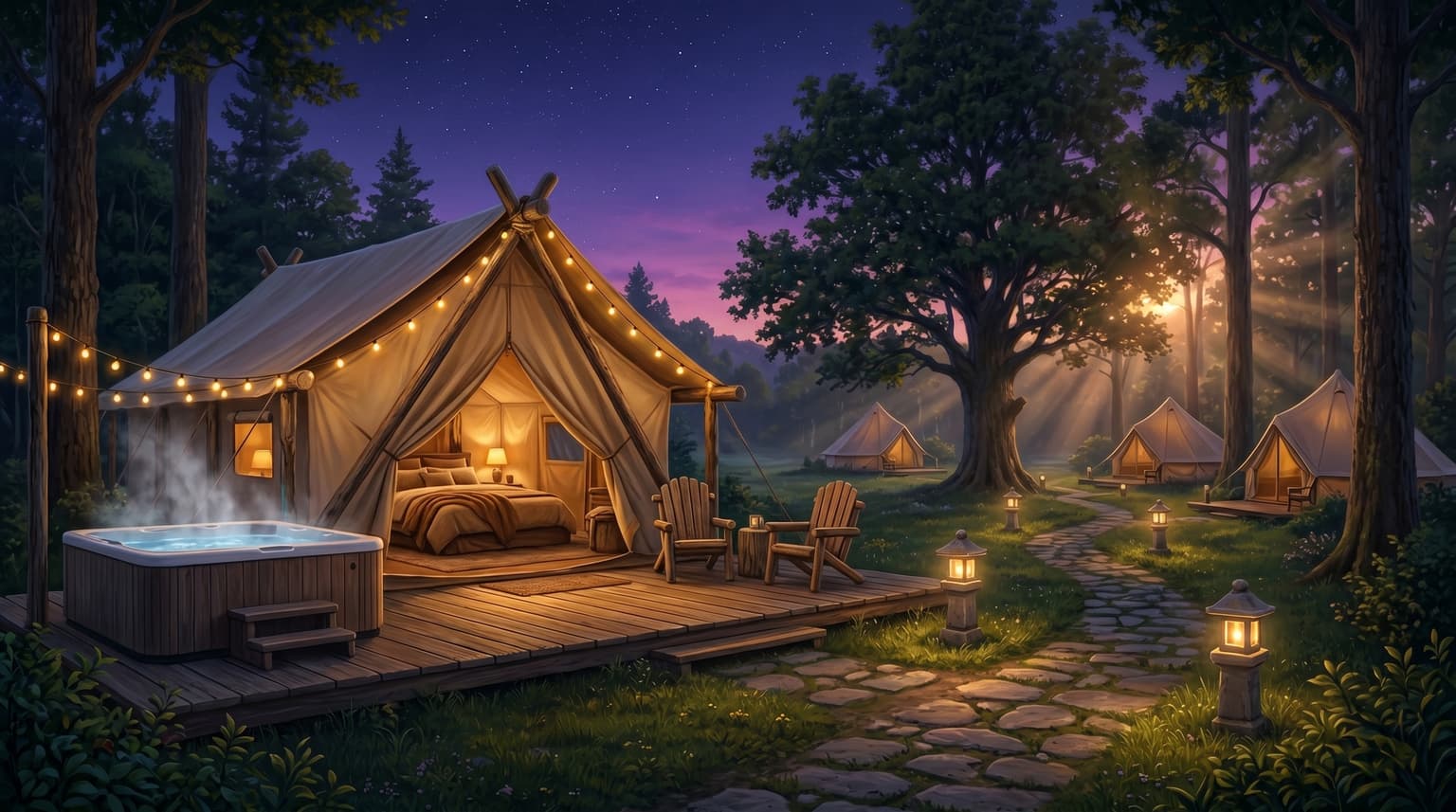 Cozy Eco-Wellness Cabin at Sunset
